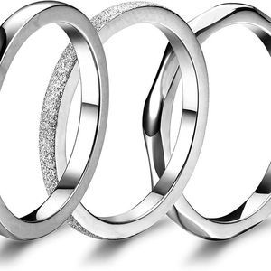 JOERICA 3Pcs 2mm Stainless Steel Women's Stackable Eternity Ring